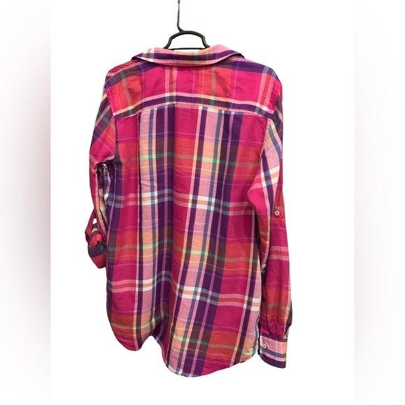 Ralph Lauren Womens Size Medium Pink Purple Paid Flannel Blouse Shirt Top Button - Picture 2 of 10